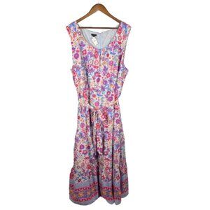 Talbots Womens Tiered Maxi Dress Plus Size 20W Floral Boho Cottagecore Cotton